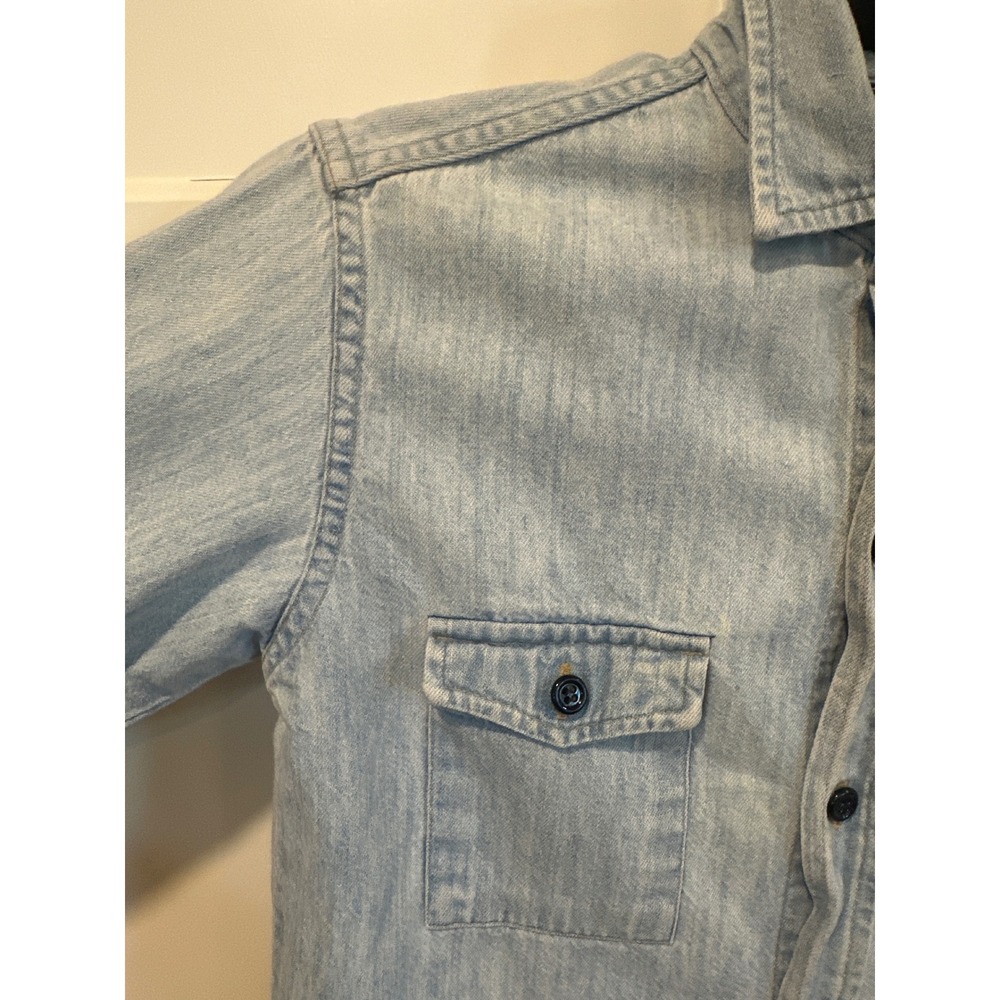 Levi's kids Small Denim Button Down Shirt VTG Light Wash Cotton Cowboy Longsleev - Picture 3 of 8